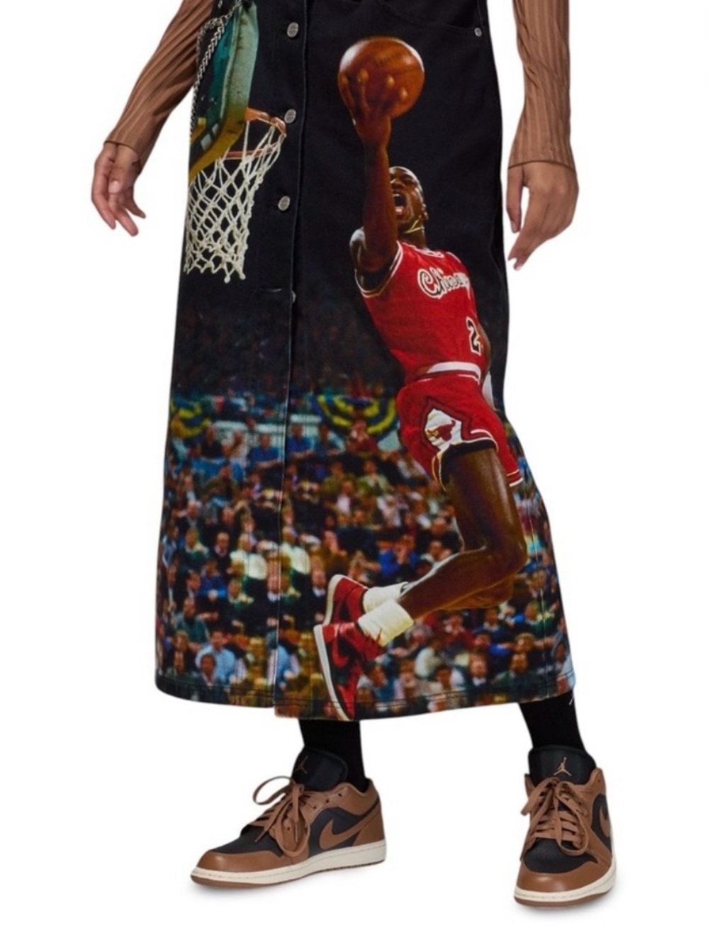 Air Jordan Women’s Printed Denim Midi Skirt Michael Jordan Bulls Graphic